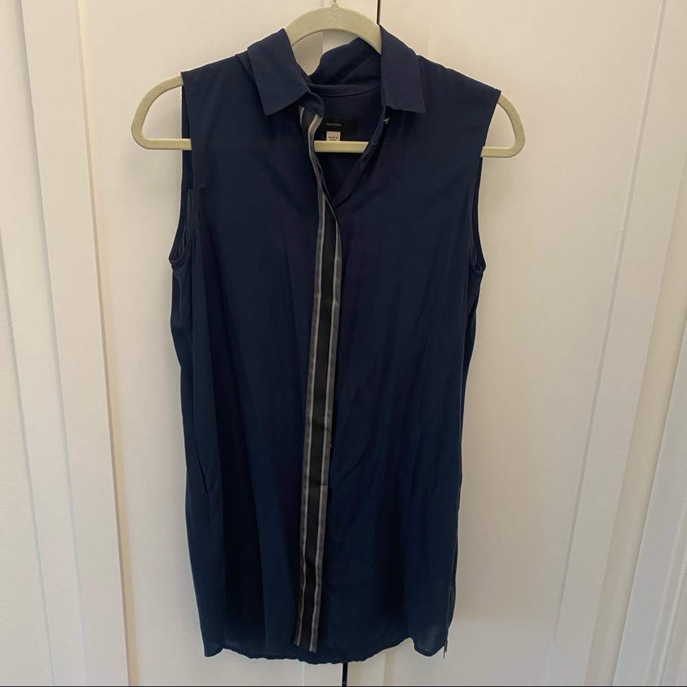 Diesel navy sleeveless blouse with stripe